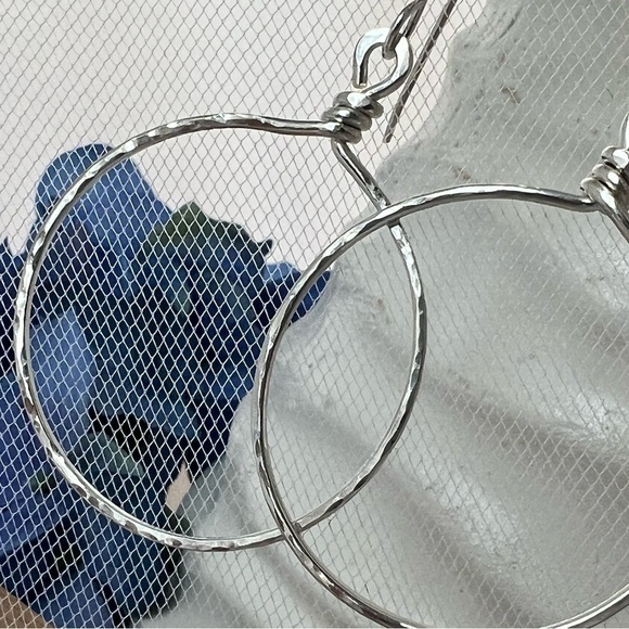 Artisan Sterling Silver Hammered Hoops .925 - Picture 3 of 14